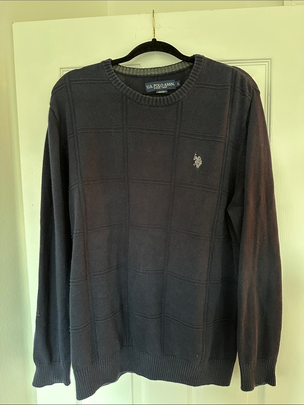 U.S. Polo Assn. Men's Dark Blue Crewneck Sweater with Embroidered Pony